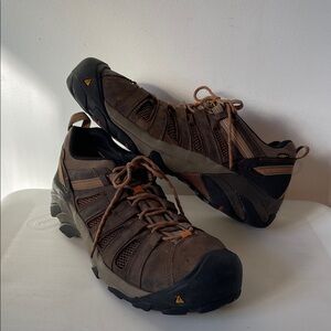 KEEN Men's Flint Low Steel Toe Brown Leather Shoes Size 14 EE